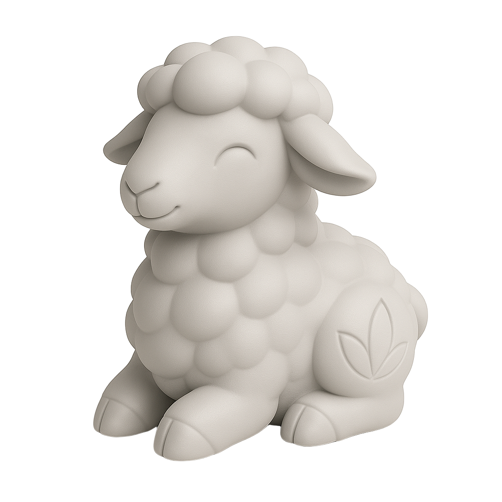 Lunar Legends: The Sheep of Kindness — unpainted white 3D-printed figurine, ColorFig Lunar Legends collection, ready to paint