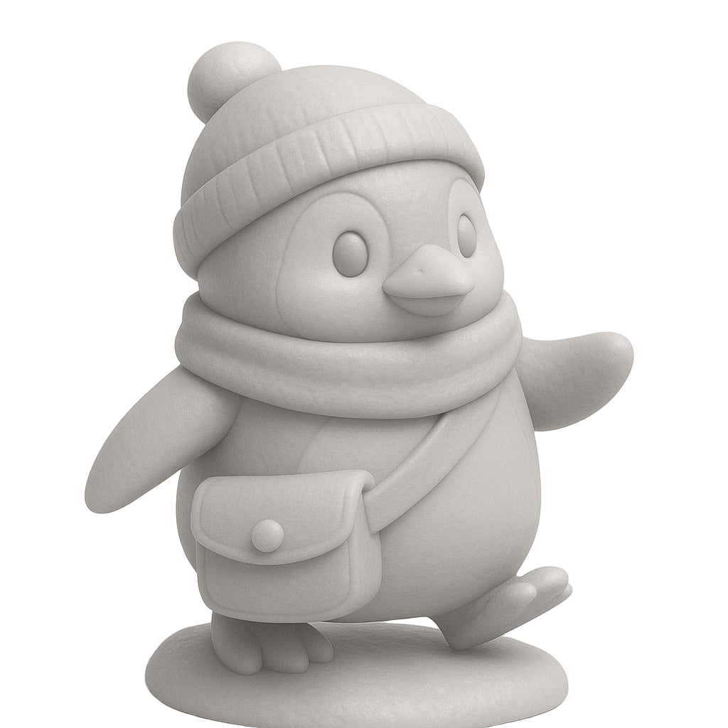 Snowy Messenger — unpainted white 3D-printed figurine, ColorFig Winter Wonders collection, ready to paint