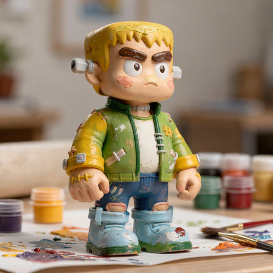 Frankie Bolts — hand-painted example of the ColorFig Halloween Frankenstein figurine craft kit