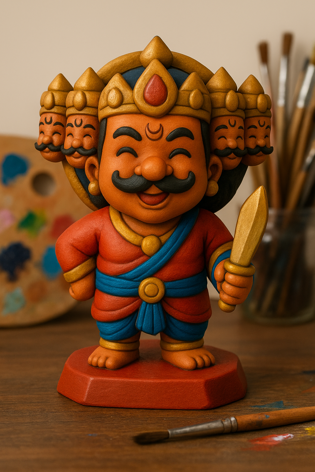 Ramayana figurine set — painted ten-headed Ravan example, ColorFig paintable 3D-printed kit