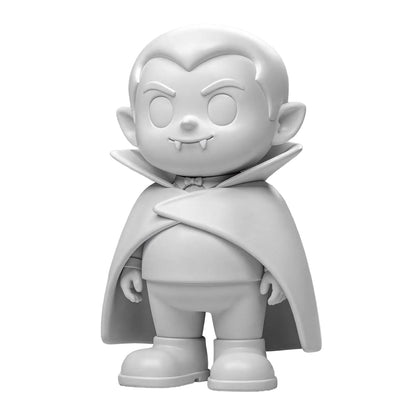 Count Nibbles — unpainted white 3D-printed vampire figurine, ColorFig Halloween collection, ready to paint