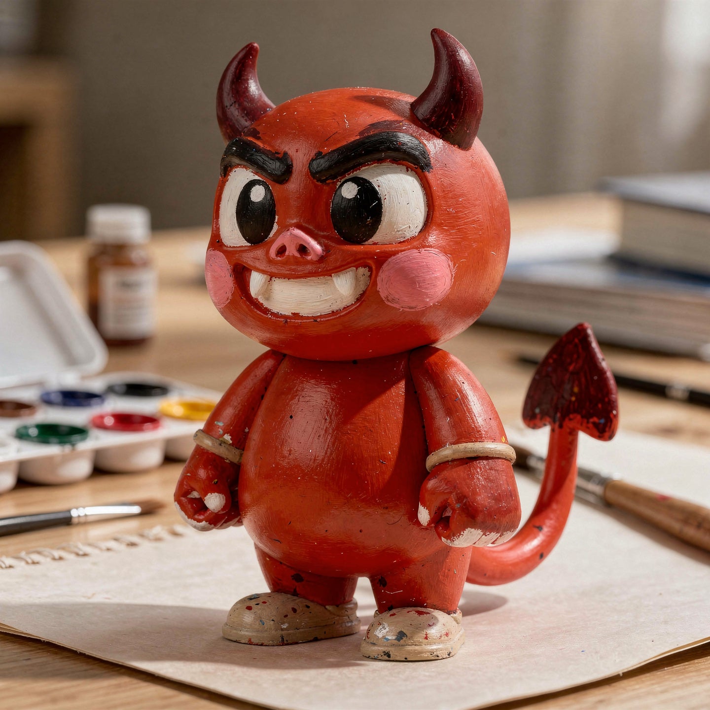 Lil' Deville — hand-painted example of the ColorFig Halloween devil figurine craft kit