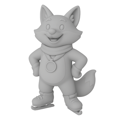 ColorFig Skate Fox — 3D-printed figurine from the Winter Wonders Collection, paint-ready Spark line.