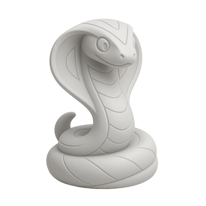 Light gray 3D figurine of a cobra from ColorFig’s Spark Wild Wonders Collection — paintable, print-ready model on white background.
