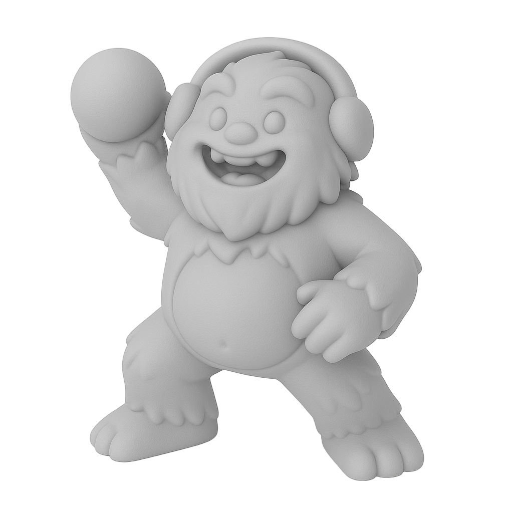 ColorFig Snowball Yeti — 3D-printed figurine from the Winter Wonders Collection, paint-ready Spark line.