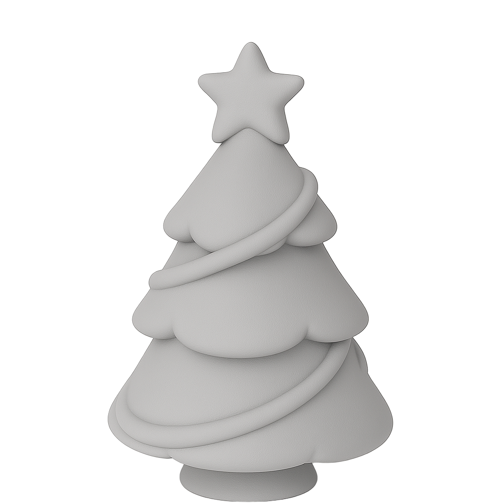 ColorFig Starbright Tree — 3D-printed figurine from the Winter Wonders Collection, paint-ready Spark line.