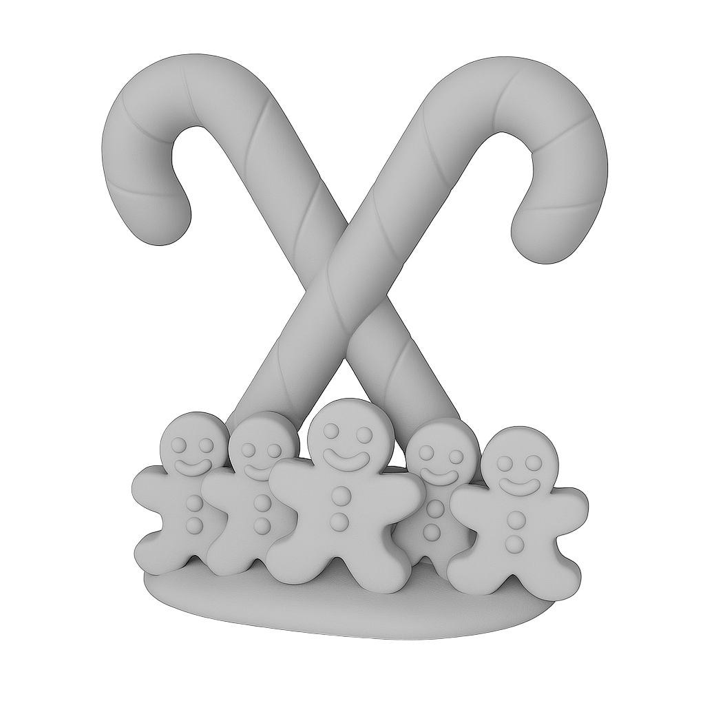 ColorFig Candy Cross — 3D-printed figurine from the Winter Wonders Collection, paint-ready Spark line.