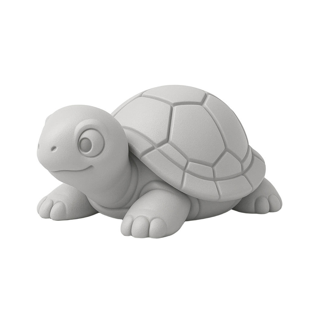 Light gray 3D figurine of a turtle from ColorFig’s Spark Wild Wonders Collection — paintable, print-ready model on white background.