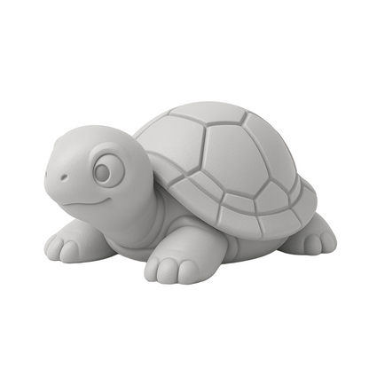 Light gray 3D figurine of a turtle from ColorFig’s Spark Wild Wonders Collection — paintable, print-ready model on white background.