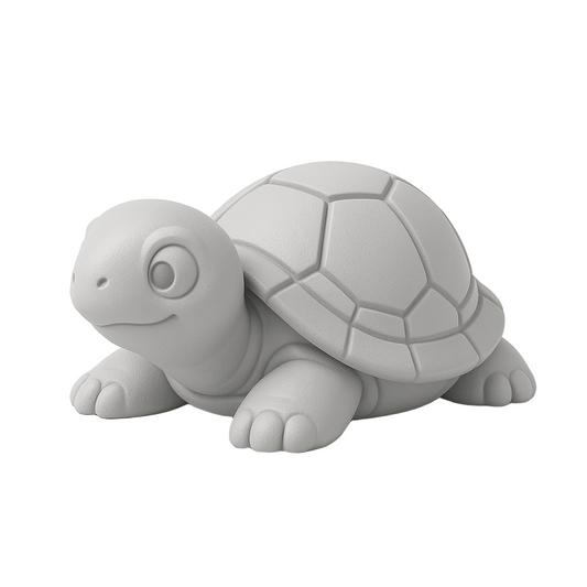Light gray 3D figurine of a turtle from ColorFig’s Spark Wild Wonders Collection — paintable, print-ready model on white background.