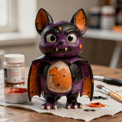 Echo the Bat — hand-painted example of the ColorFig Halloween bat figurine craft kit