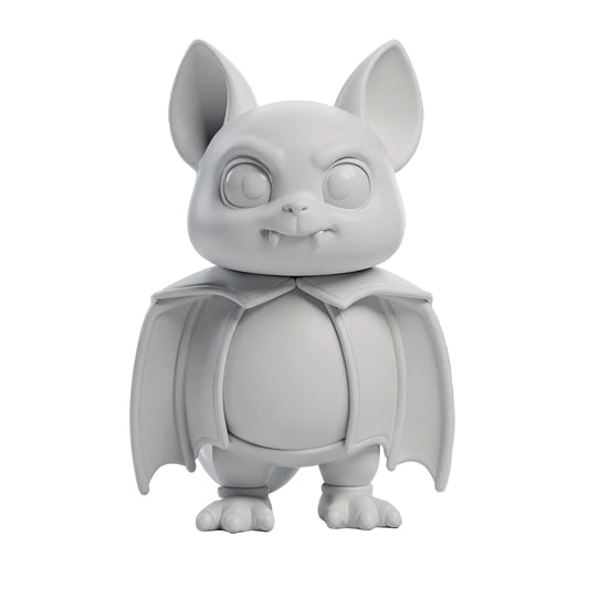 Echo the Bat — unpainted white 3D-printed bat figurine, ColorFig Halloween collection, ready to paint