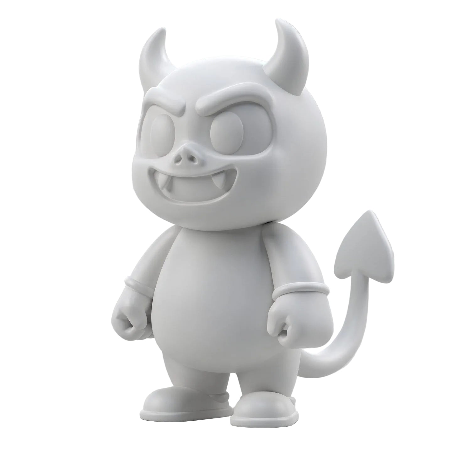 Lil' Deville — unpainted white 3D-printed devil figurine, ColorFig Halloween collection, ready to paint