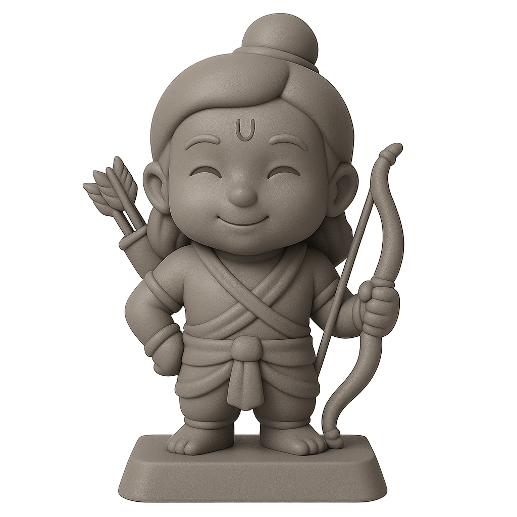 Ram figurine as it arrives — unpainted white 3D-printed, ready to paint