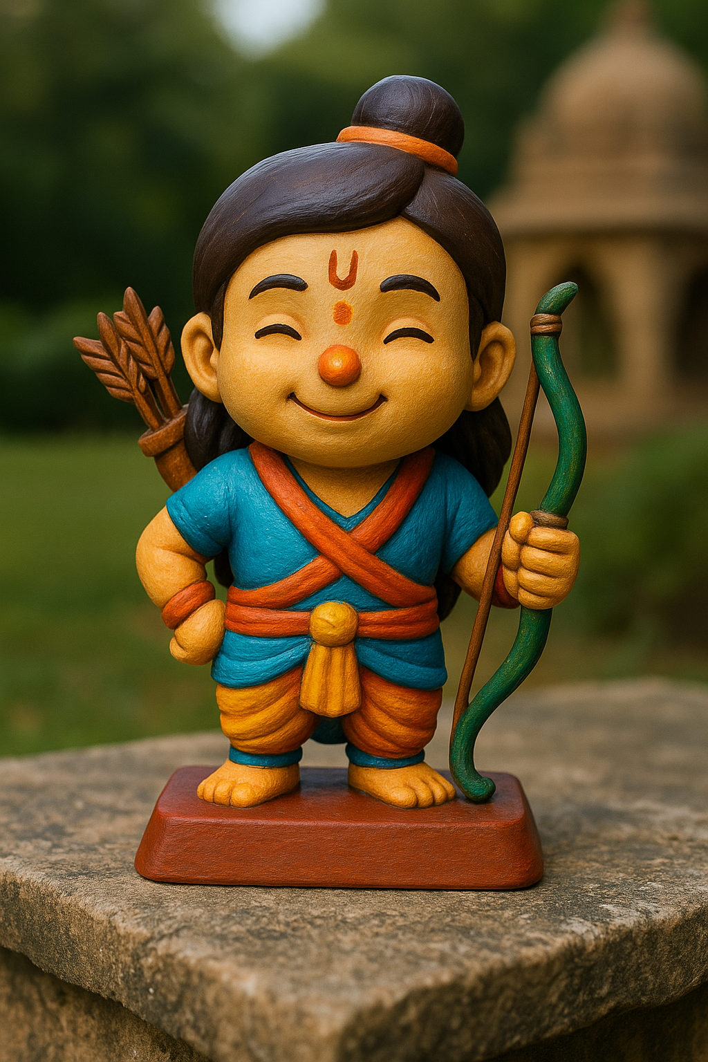Ramayana paint-your-own figurine kit set — painted Ram example, part of the 4-figure ColorFig Mythic India set