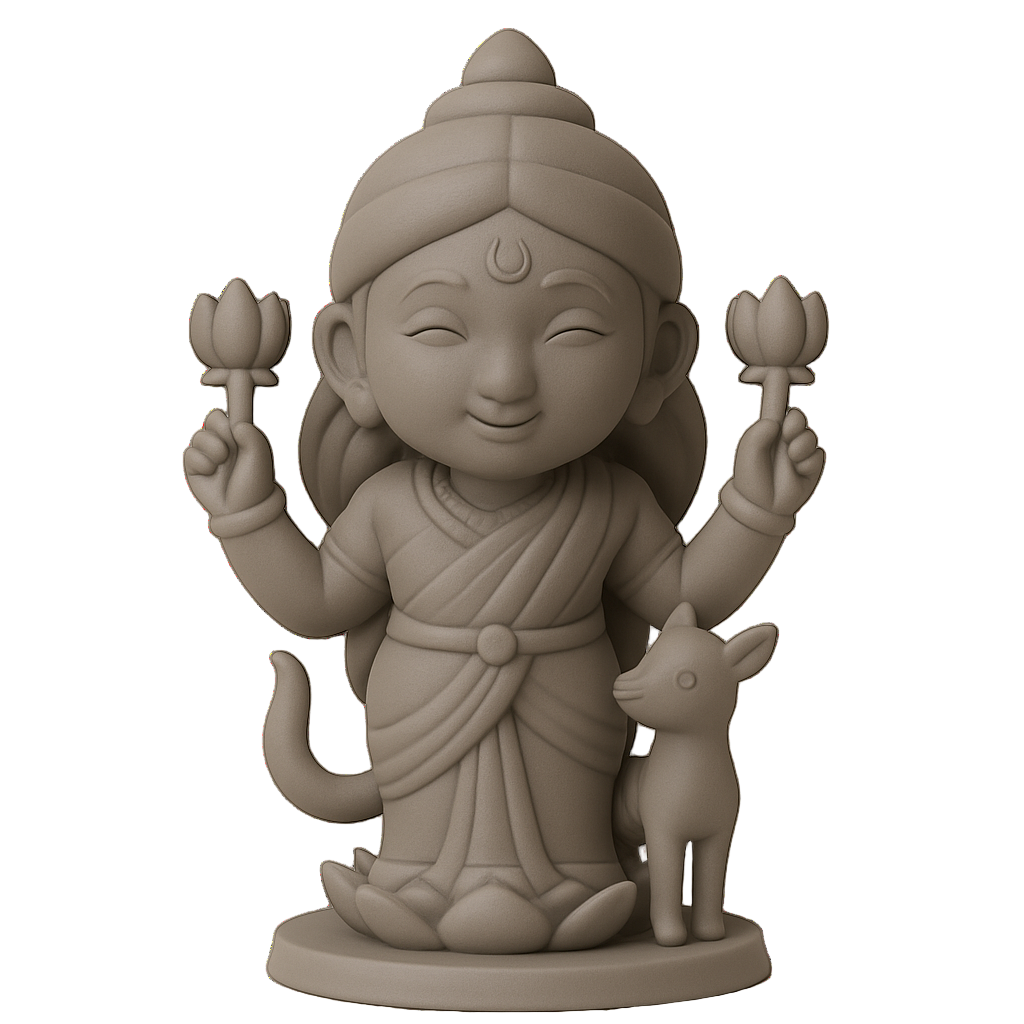 Sita figurine as it arrives — unpainted white 3D-printed, ready to paint